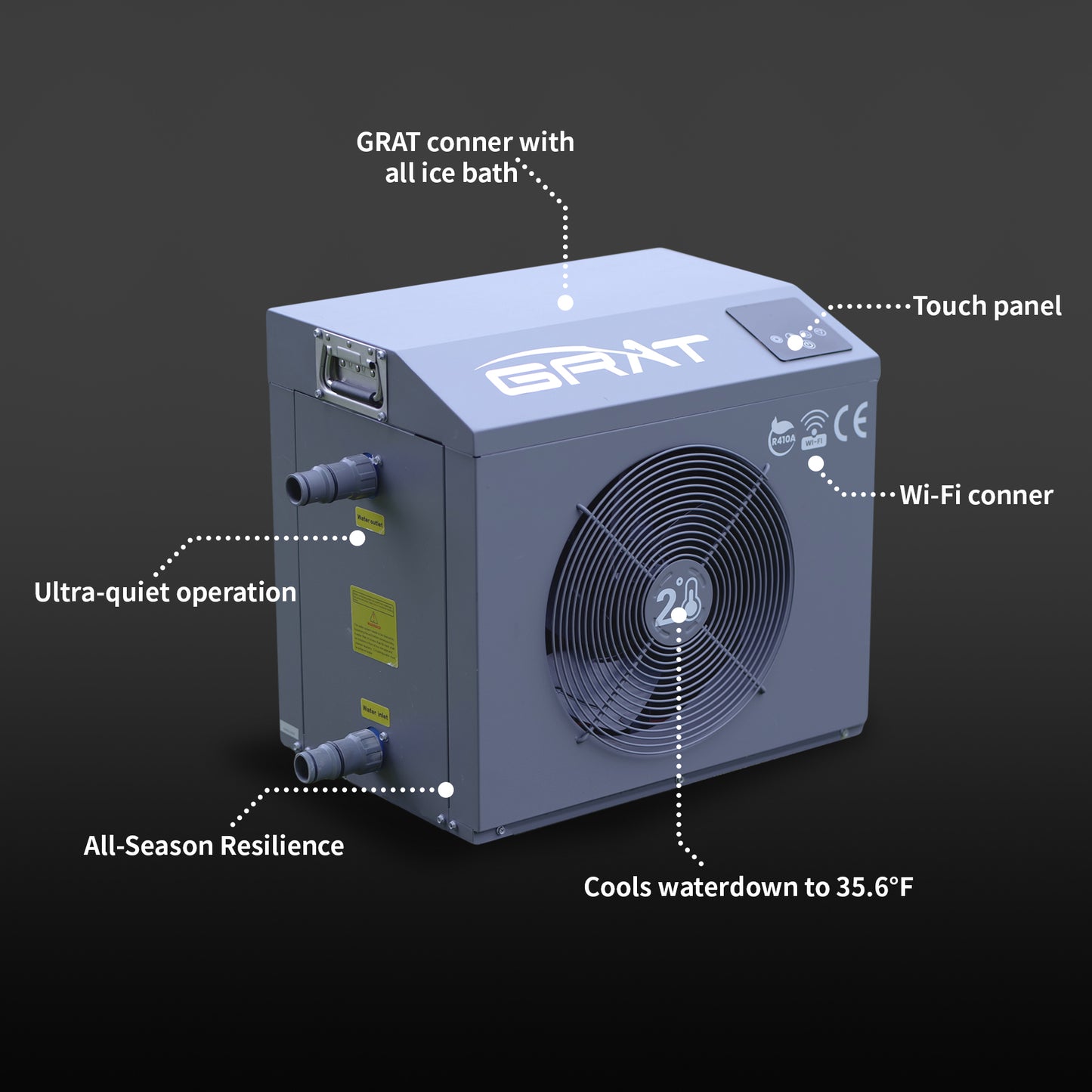 GART® Portable Wifi Control Ice Bath Chiller with Cold Ice Plunge Tub Advanced Ozone Filtration Cools in 3 hours, Can be Lowest to 36°F